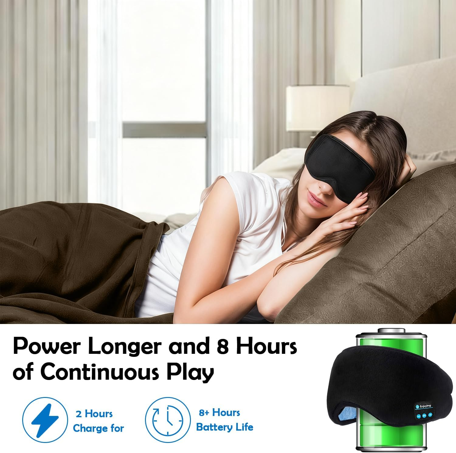 Omiention Relaxing Sleep Headphones with Bluetooth 5.4 Headband Comfort Mask Engineered for Side Sleepers - Built-In HD Speakers Wireless Earbuds Innovative Gadgets & Ideal Unisex Gifts image number 4
