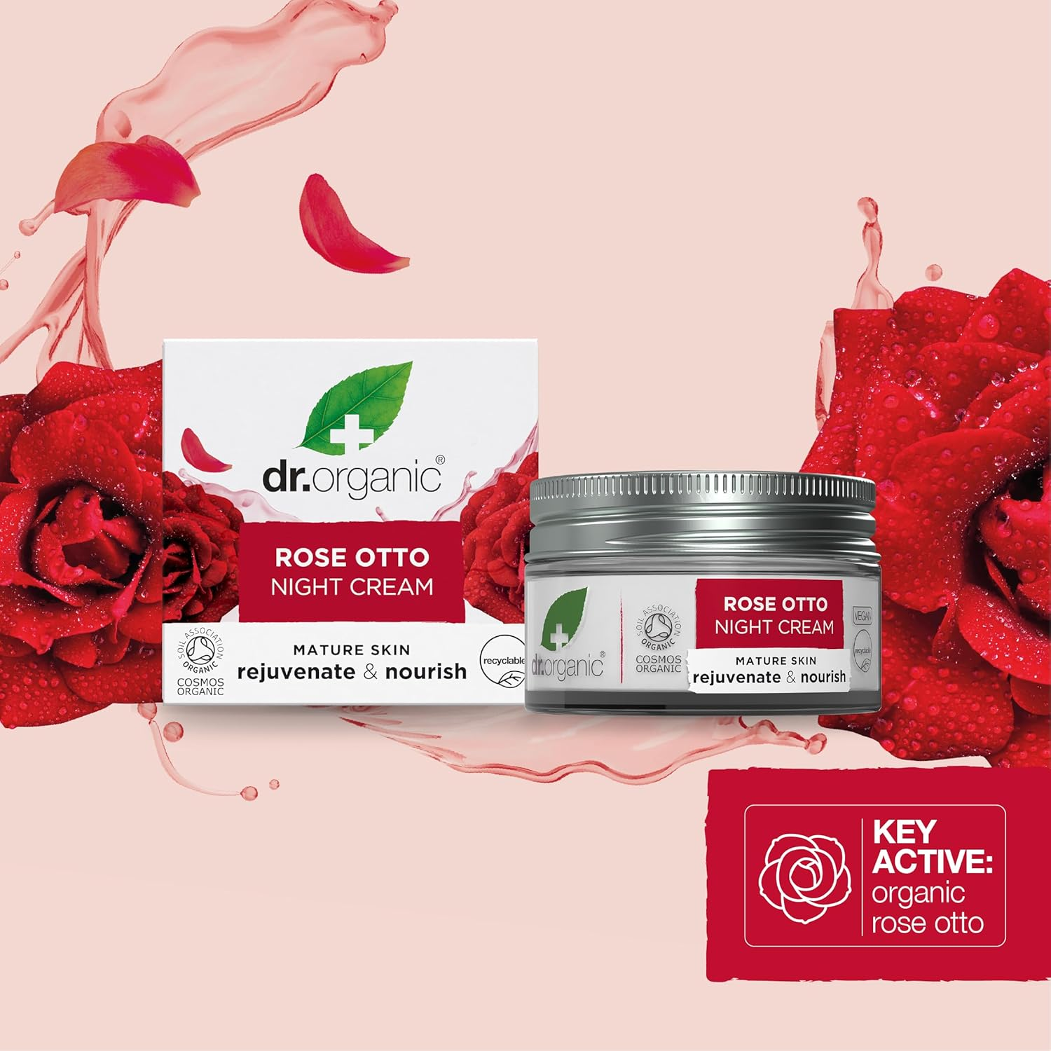 Dr Organic Rose Otto Night Cream, Moisturising, Healthy-Aging, Wrinkles, Natural, Vegan, Cruelty-Free, Paraben & Sls-Free, Recycled & Recyclable, Certified Organic, 50Ml, Packaging May Vary image number 6