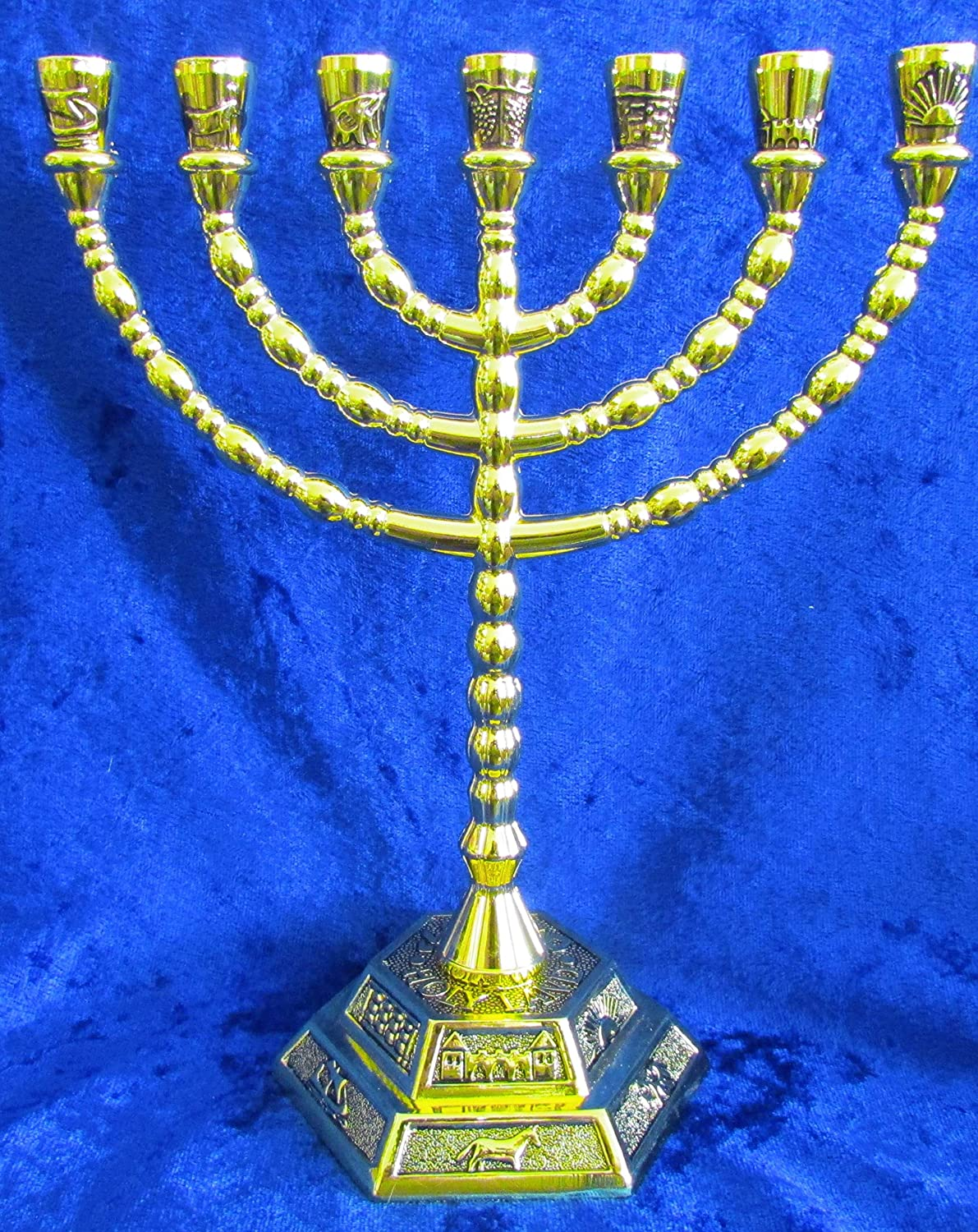 12 Tribes of Israel Jerusalem Temple Menorah Choose from 3 Sizes Gold or Silver (Gold 8 Inches) image number 6