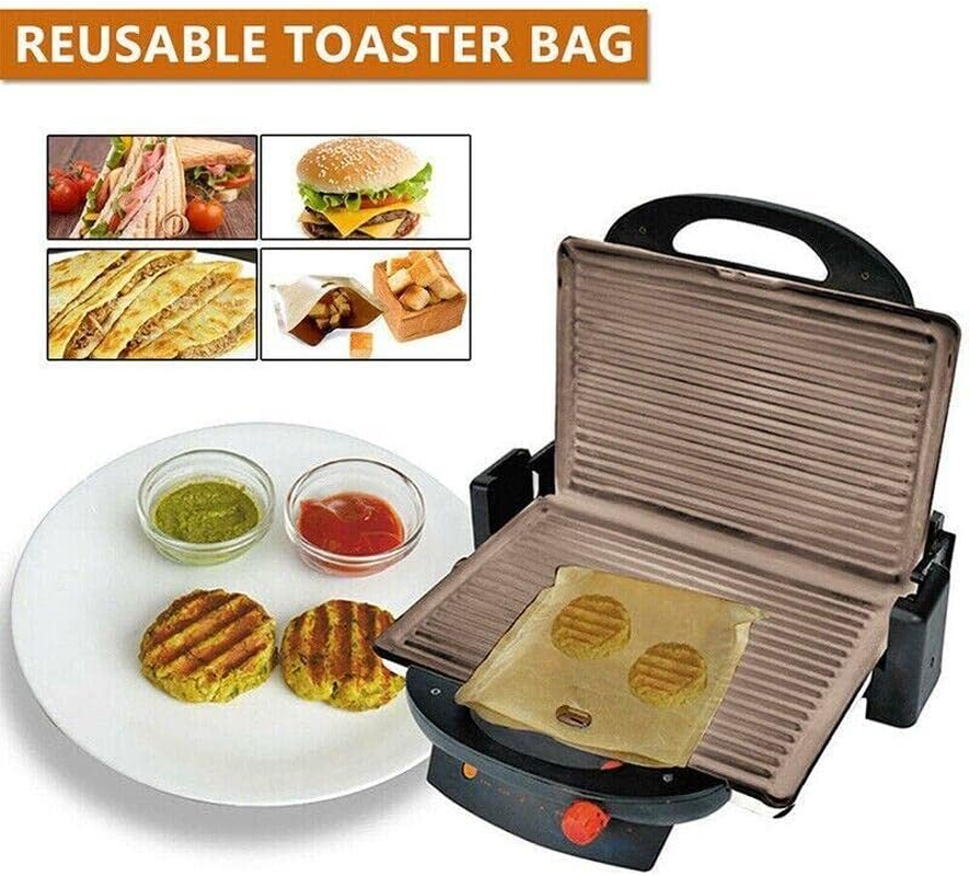 AIMALL 10PCS Reusable Toaster Bag, Gluten-Free Bread Bag Sandwich Toasting Bags for Toaster, Oven, Microwave, 16X16.5Cm - Non-Stick Brown Toasting Bags image number 4