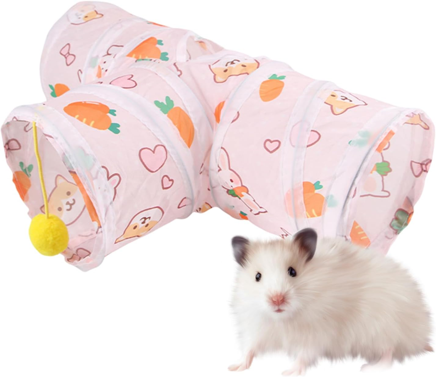 Small Animal Tunnel,Pet Playing Sleeping Pipe - Foldable Tunnels with Play Ball Bunny Hiding Tube Activity Toy for Dwarf Rabbits, Hamster, Kitten, Hedgehog