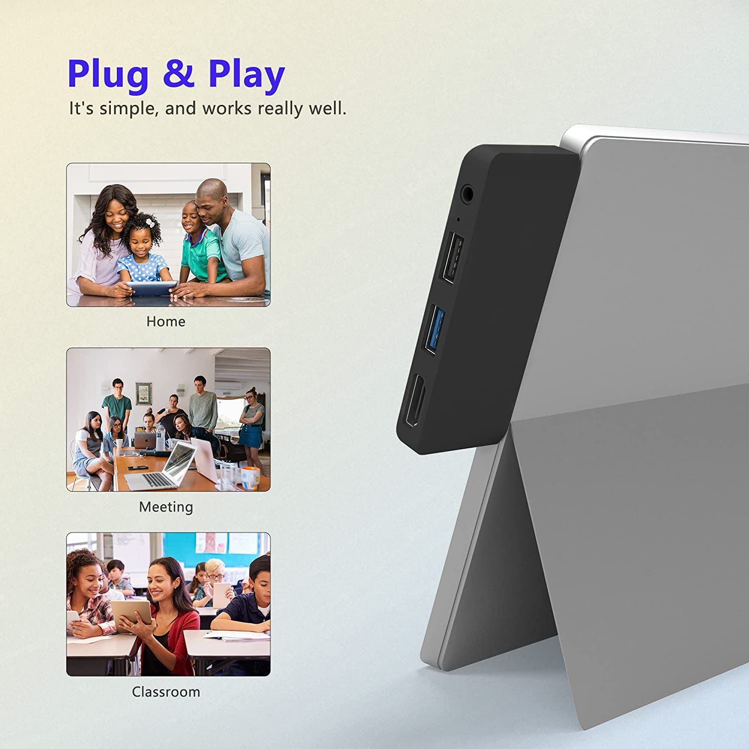 Surface Go 3 Docking Station, 4 in 1 Microsoft Surface Go Accessories with 4K HDMI + USB3.0 Hub + 3.5Mm Audio, USB Adapter for Surface Go/Go 2/Go 3 image number 4