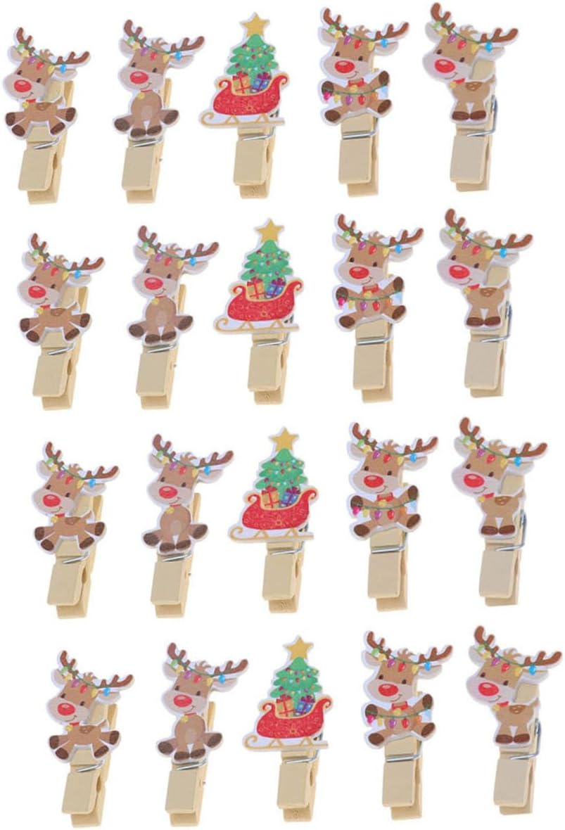 50Pcs Creative Christmas Photo Clips Natural Wood Memo Clips for Photos Craft Pegs Decorative Clothespins for Holiday Displays and Home Decor image number 4