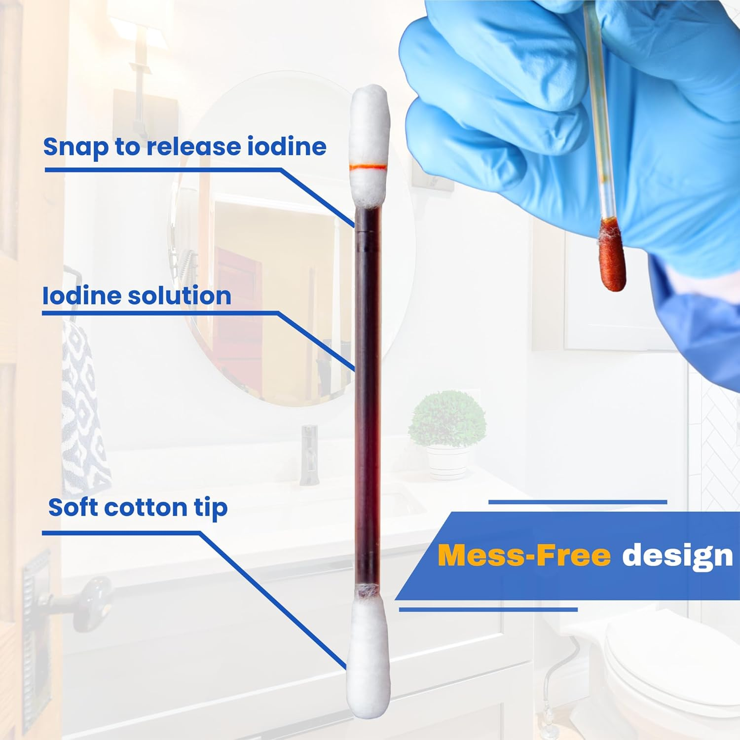 Frontline Povidone Iodine Swabs, Antiseptic Swabsticks, Iodine Solution, Cleansing Cotton Swab, Individually Wrapped Medical Supplies, Wound Care, First Aid, Wound Cleaner, Box of 50 image number 4