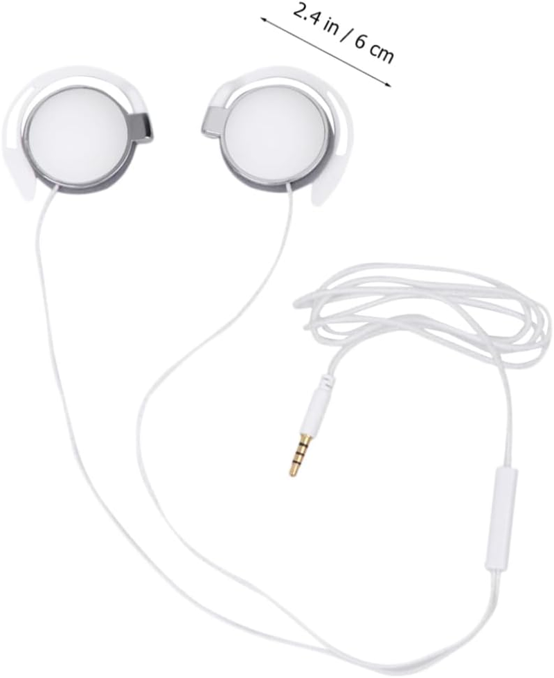 KOMBIUDA Wired Sports Earphone with Microphone White Lightweight over Ear Headset for Sweat Resistant Daily Use Noise Reduction Technology Comfortable Long Term Wear Compatible With