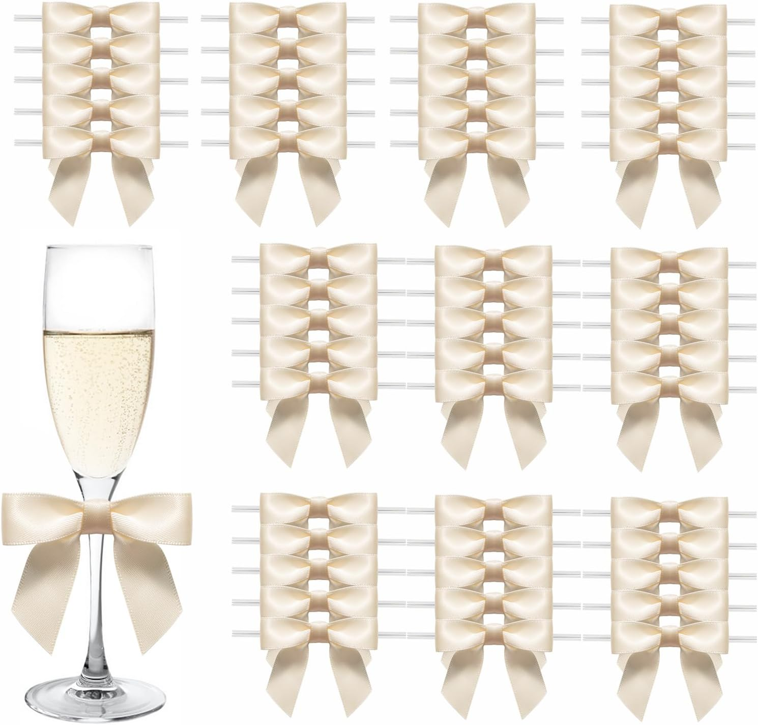 50 Mini Bows Decor Small Satin Ribbon Bow Decorations for Gift Wrapping Birthday Valentine'S Day Weddings Cake Decor Black