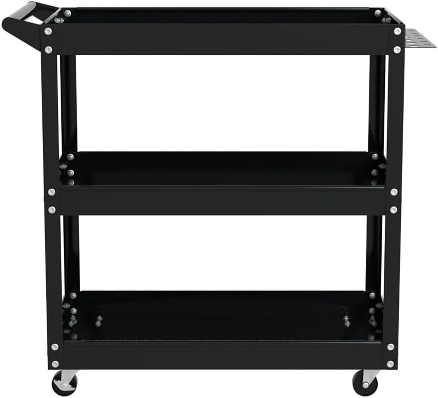 3-Tier Tool Cart Trolley Workshop Garage Storage Organizer Black Heavy Duty Utility image number 3