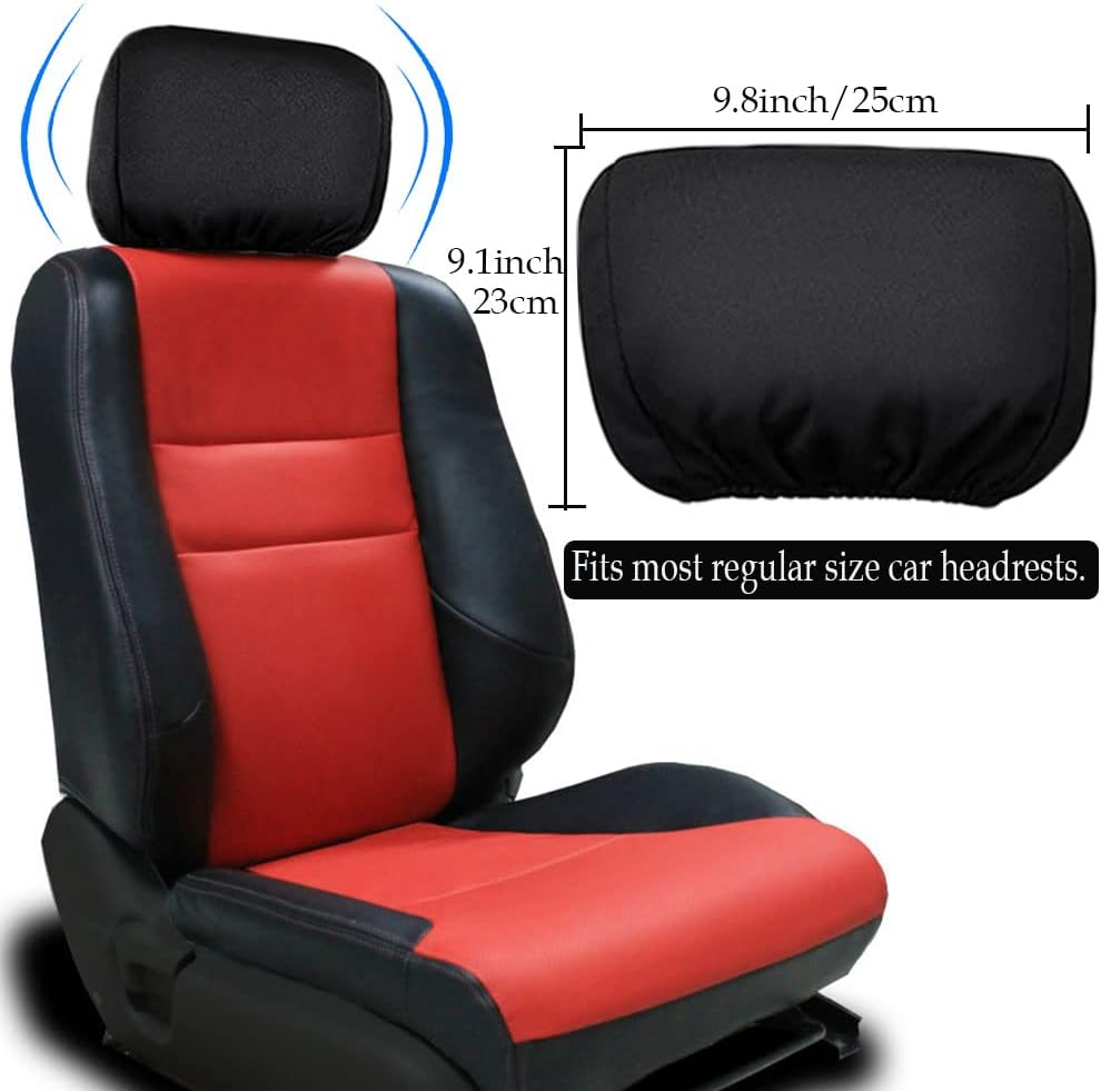 Car Seat Headrest Cover Soft Washable Dirt-Proof Car Head Rest Protector Covering Universal Fit for Most Cars Vans Trucks (Black-4Pcs) - Black-4Pcs image number 3