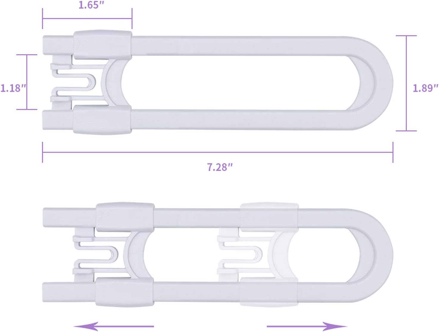 Sliding Cabinet Child Safety Locks-Grandoto U Slide Door Locking for Childproof Safe Latch & Baby Proofing Lock for Wardrobe,Kitchen,Bathroom,Drawer,Fridge,Cupboard Doors Knobs & Handles (4Pack White) image number 5