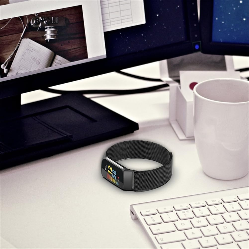 Magnetic for Fitbit Charge 6 Band/For Fitbit Charge 5 Band Women Men,Milanese Loop Metal Stainless Steel Breathable Sport Strap Replacement Wristbands - Champagne image number 2