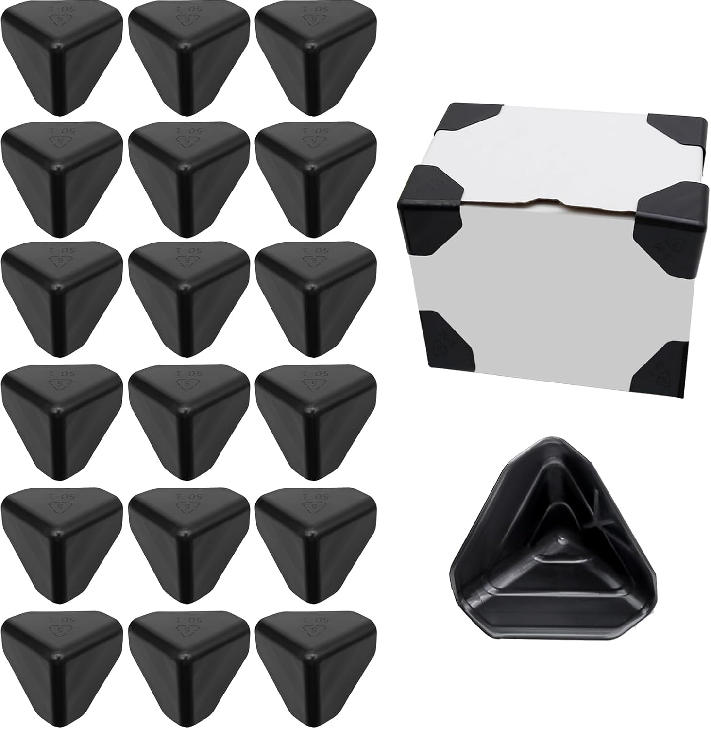 EATAKWARD 200 Pcs Packaging Edge Protectors, Plastic Heavy Duty Edge Corner Protector Golder, Shipping Box Corner Protectors Corner Guards for Boxes, Cartons, Panel Packaging, Black, 2'' X 2'' X 2'' image number 6