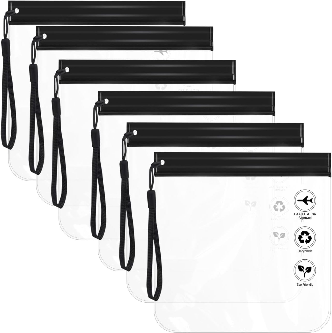 6Pcs Travel Toiletry Bag, Portable Travel Clear Toiletry Bag, Sealed and Waterproof Clear Makeup Bag, Tsa-Approved Toiletries Bag, Essential Luggage for Men and Women during Festivals, 20 * 20Cm image number 1