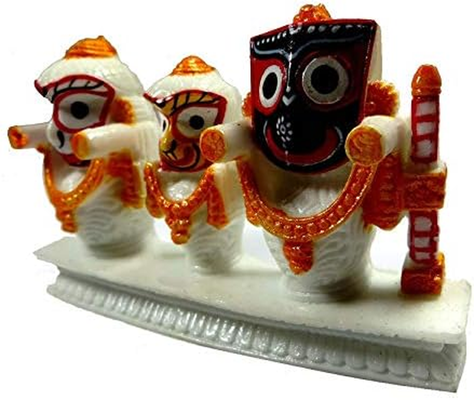 ORIVILLE Jagannath Balabhadra and Shubhdra Marble Dust Idol/ Murti for Car Dashboard, Home D&eacute;cor and for Puja. Best for Puja, and Gift. image number 2