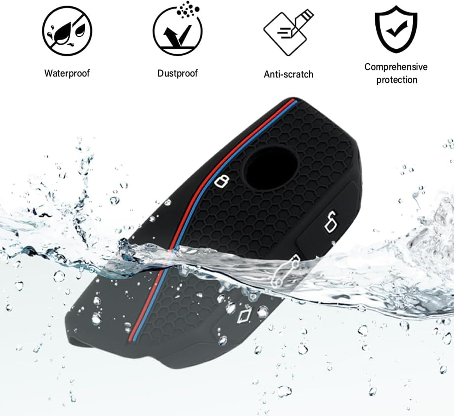 Compatible with BMW Key Fob Cover,2Pcs Car Key Fob Protector with 2PCS Rings Reduces Key Scratches, Silicone Car Key Cover image number 3