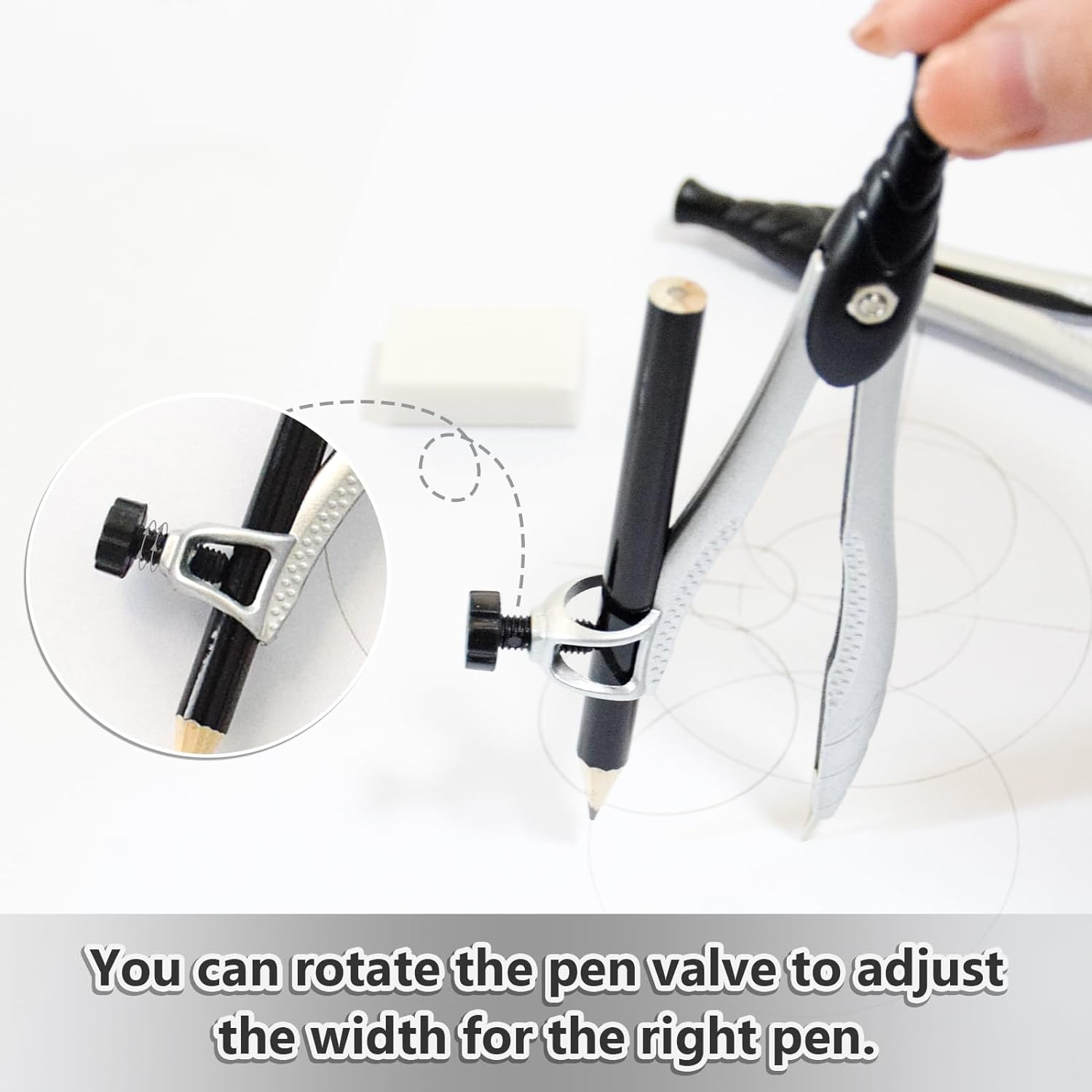 SAYEEC Geometry Set, 10 Pcs Math Protractor Compasses Kit with Ruler, Triangles, Eraser, Sharpener, Lead Refills, Pencil, Storage Box, Drafting Drawing Tools for Architects Engineers Artists Students image number 5