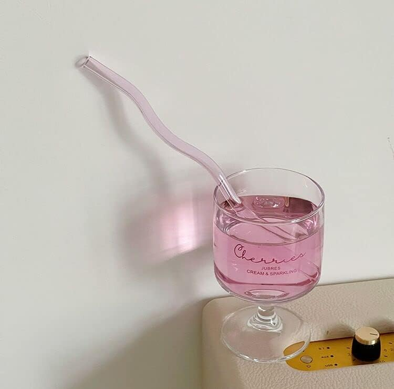 Glass Straws, High Borosilicate Bent Glass Straw Wavy Reusable Transparent Multi Colored Straws for Coffee, Milk and Tea Straws (Colorful) image number 2