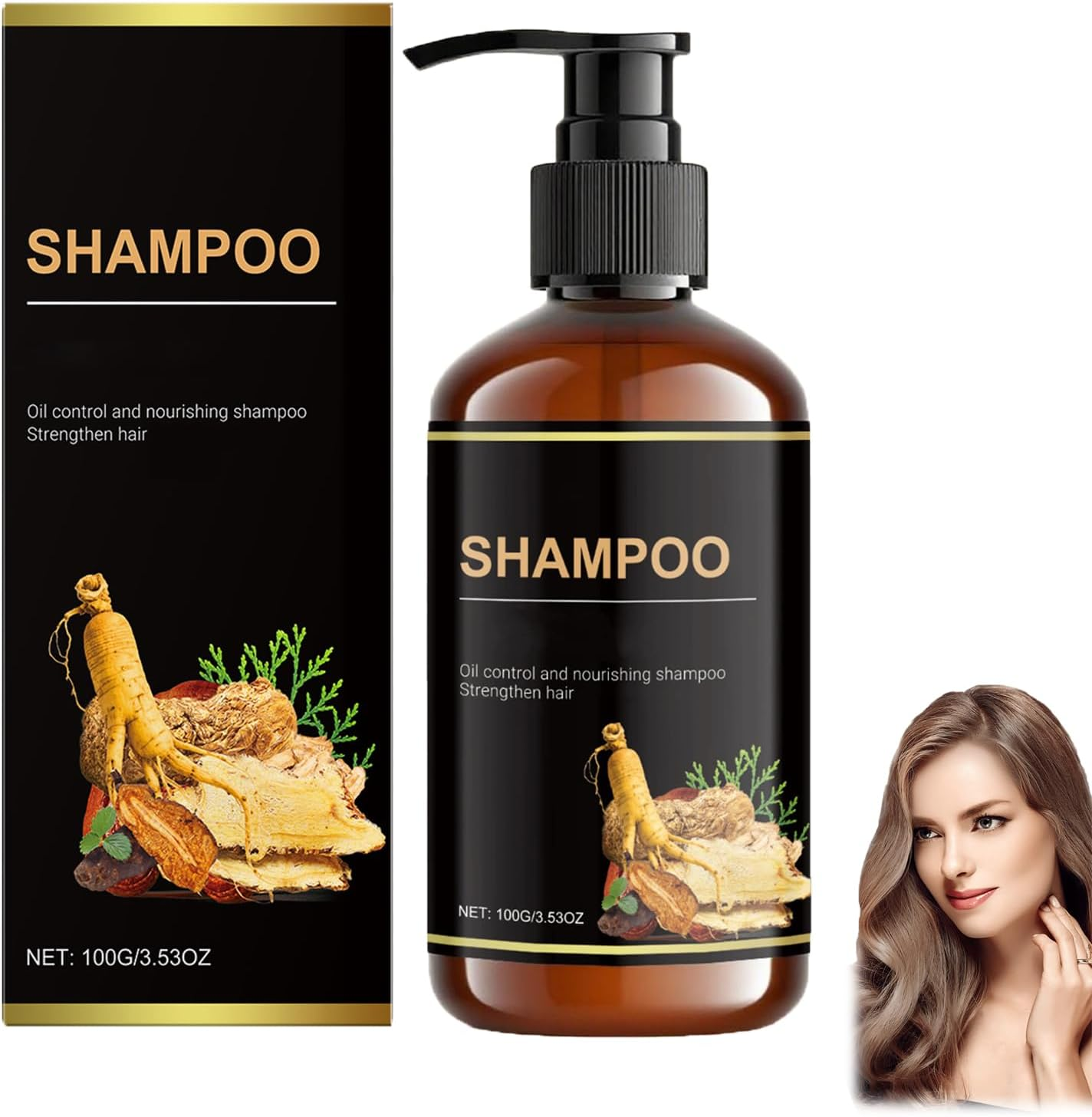 Oil Controlling and Nourishing Shampoo, Thickening Shampoo with Rosemary and Ginger Extraction, Thicken Thinning Hair and Reduce Breakage & Dull Hair, Deeply Cleansing and Nourishing (1Pcs)