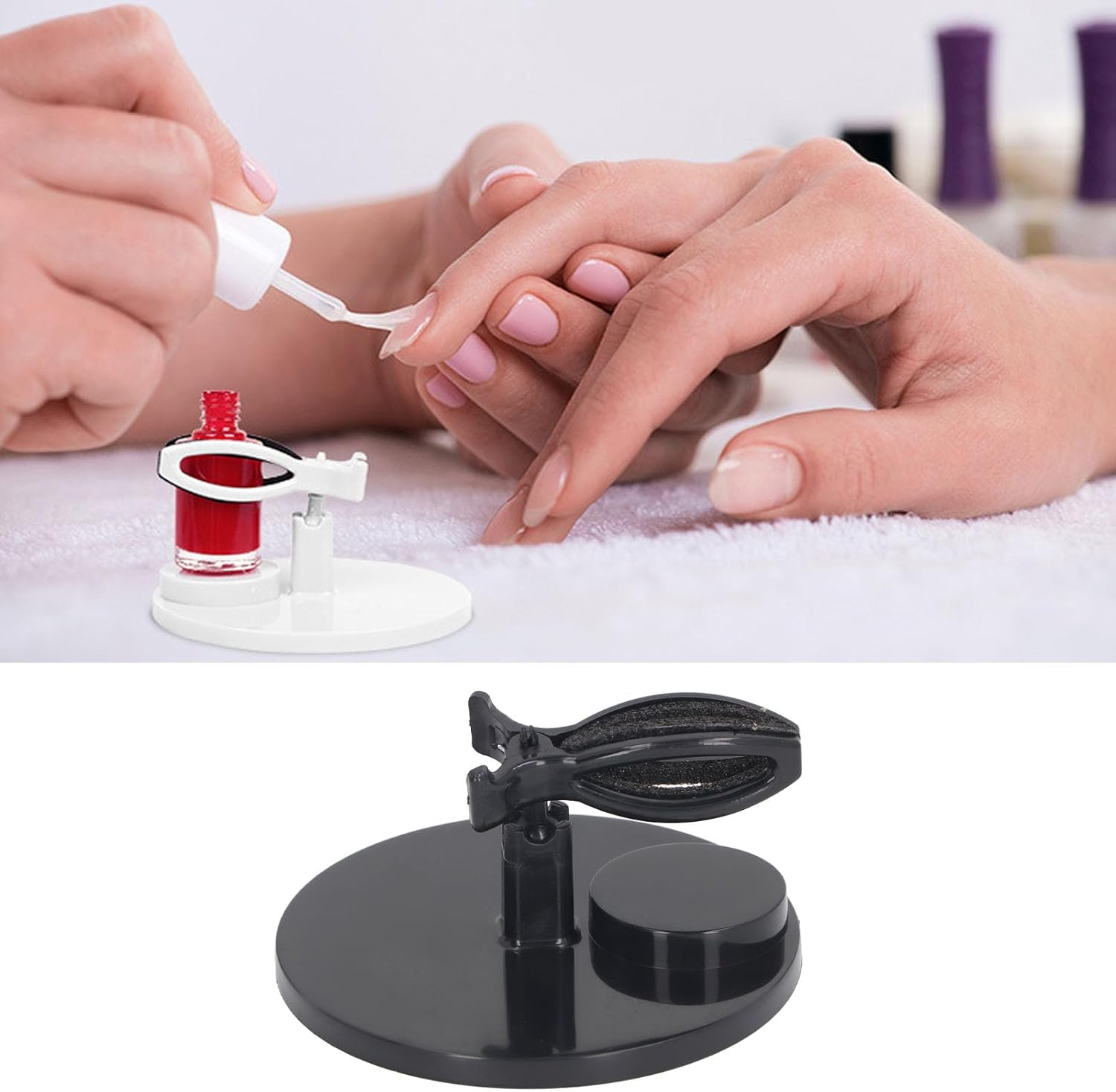 YUYTE Nail Polish Bottle Holder, Strong Hold, Adjustable Tilted Clamp, Anti-Spill, Fingernail Polish Holder for Manicure, Nail Art, Nail Organiser Display (Plastic 2) image number 1