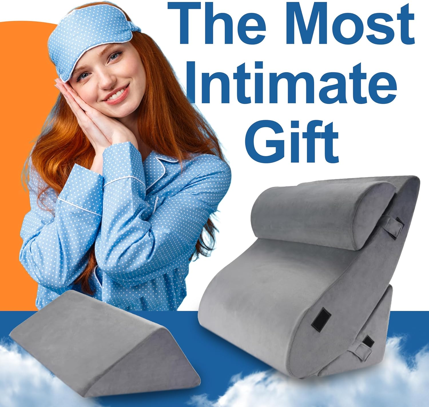 4 Pcs Orthopedic Bed Wedge Pillow for Sleeping - Memory Foam Pillows for Back, Neck & Leg Support, Ideal for Pain Relief & Snooring - Wedge Pillow Set with Machine Washable Cover image number 2