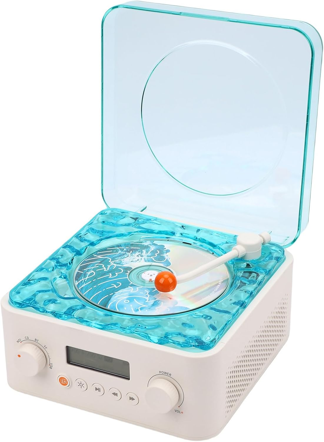 Sxhlseller Retro Bluetooth CD Player with Speaker, 4000Mah Portable Wireless Record Player with White Noise, RGB Lights,Dual Bass for Home, Bedroom, Relaxation image number 4