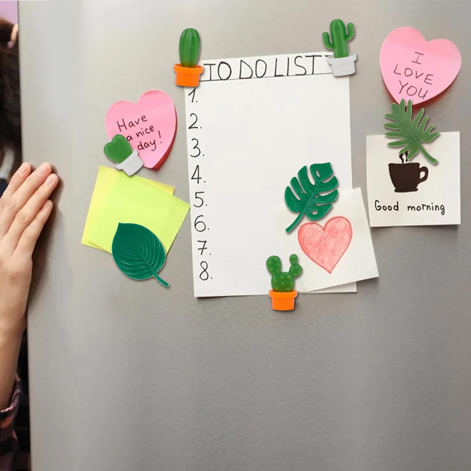 RETON 20Pcs Plant Fridge Magnets Decorative Refrigerator Magnets, Cute Cactus Magnets Mini Tropical Leaves Fridge Whiteboard Magnets, Plants Magnet Stickers for Fridge Home Office Decor (2 Styles) image number 2
