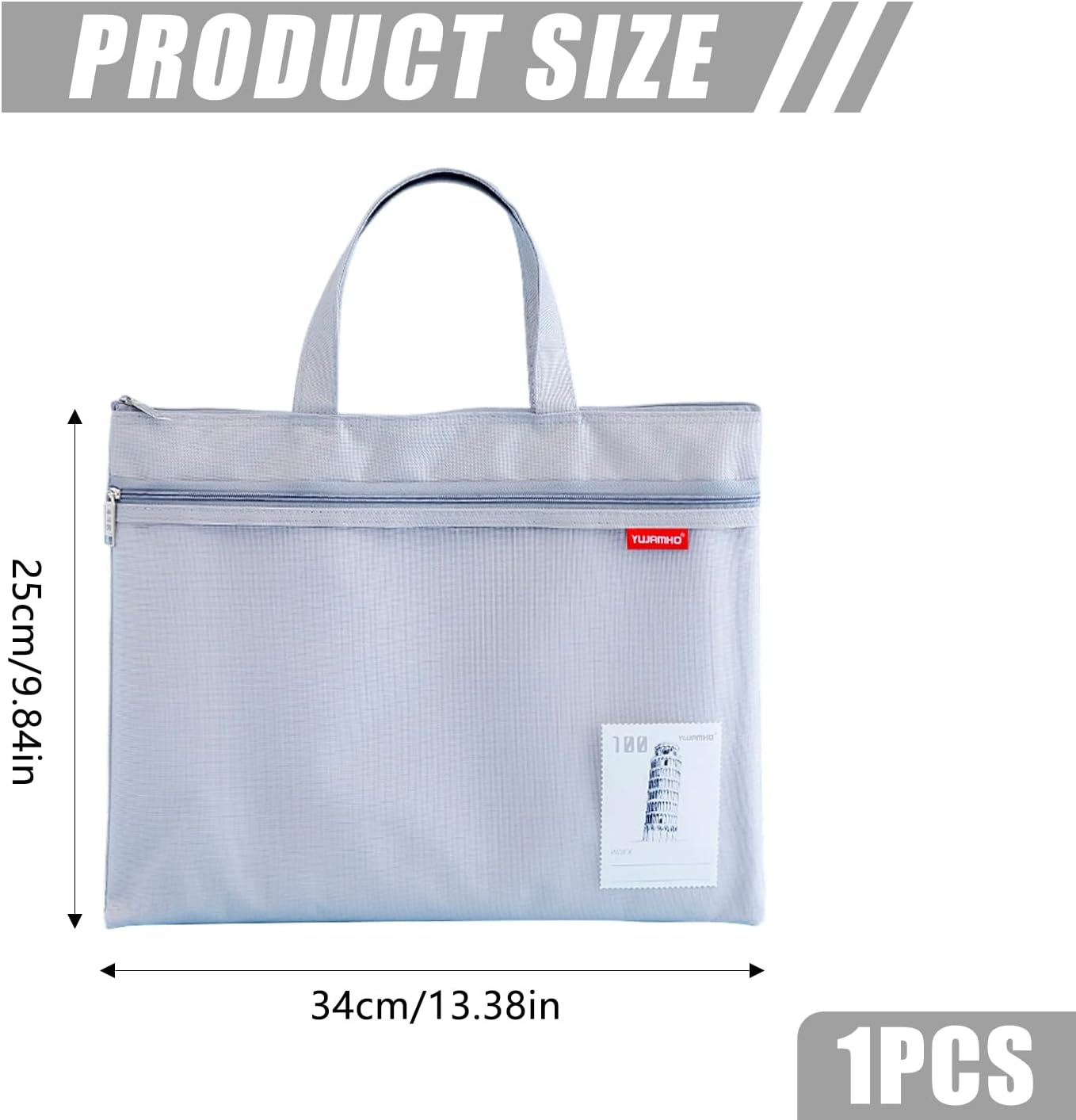 Mesh Zipper Pouch Set - A4 Document Bag, Zip File Pouch, Library Bag, Handbag image number 2