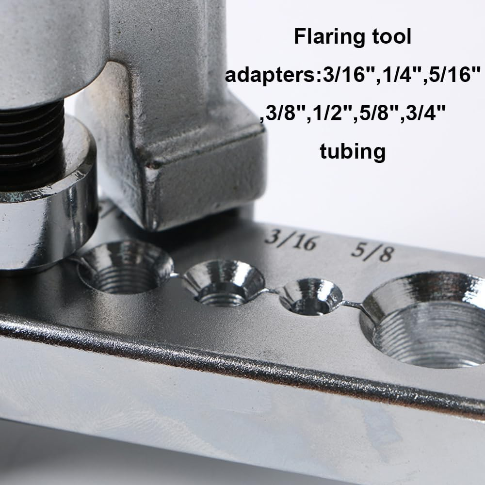 Maizoon Flaring Tool Set for Makes 45 Degree Flares in HVAC for Plumbing Copper Tubing Pipe 7 Dies of 3/16" 1/4" 5/16" 3/8" 1/2" 5/8" 3/4" Kit Ideal for Copper Aluminum Brass Mild Steel Tubing image number 4