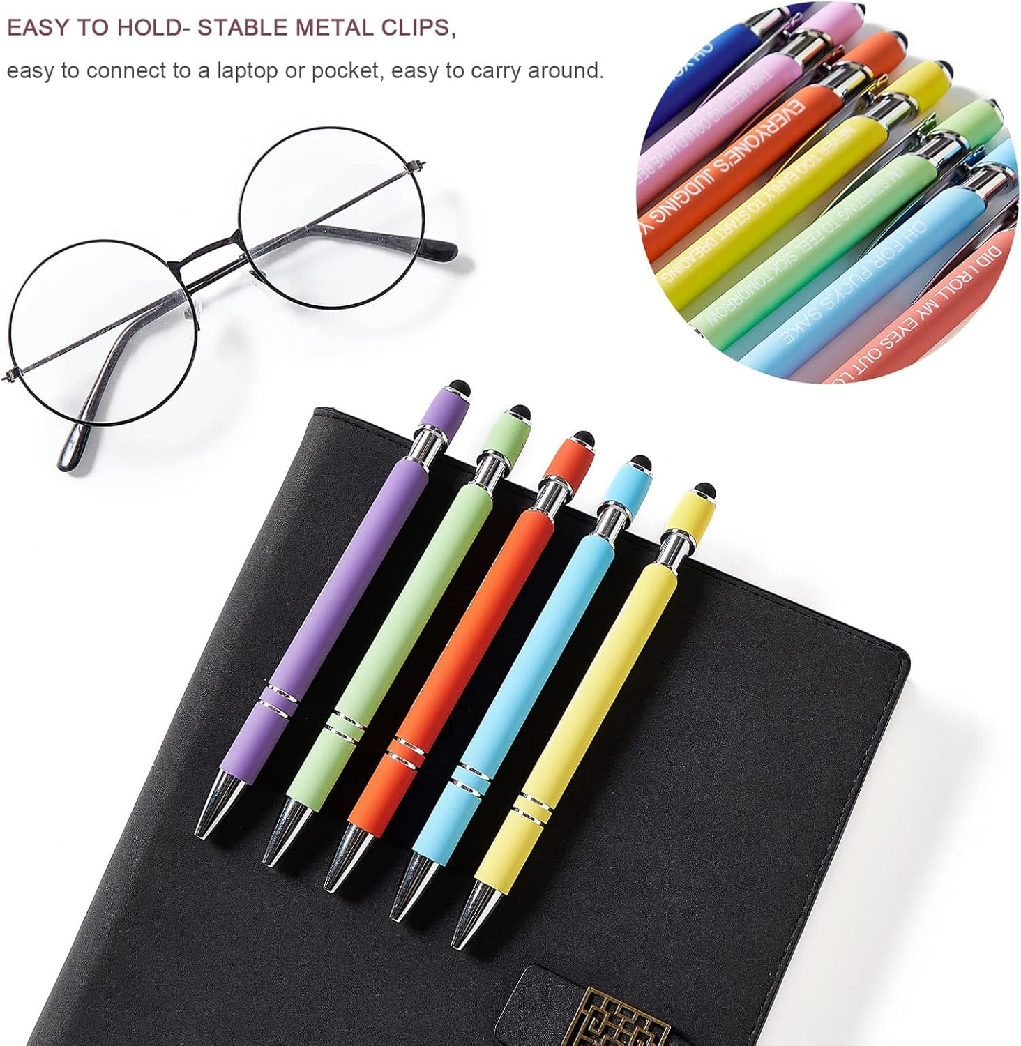 Funny Pens Colorful Ballpoint Pens with Inspirational Quotes and Touch Screen Function Office Gifts image number 5