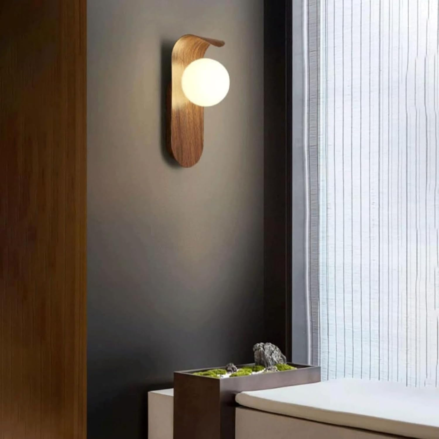 Mid Century Sconce, Modern Globe Light Fixture, Retro Industrial Farmhouse Wall Light,Indoor Mounted Lamp for Living Room, Bedroom, Bedside, Corridor (Brown) - Brown image number 6