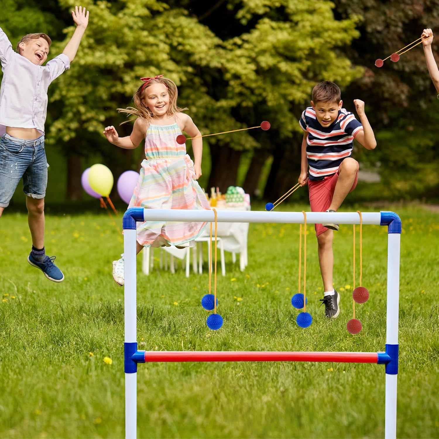 PEUTIER 6 Packs Ladder Ball Replacement, Ladder Ball Toss Game Ladderball Throwing Ball Tournament-Style Balls Accessories for Sports Game Toss Match (Red&Blue) image number 1