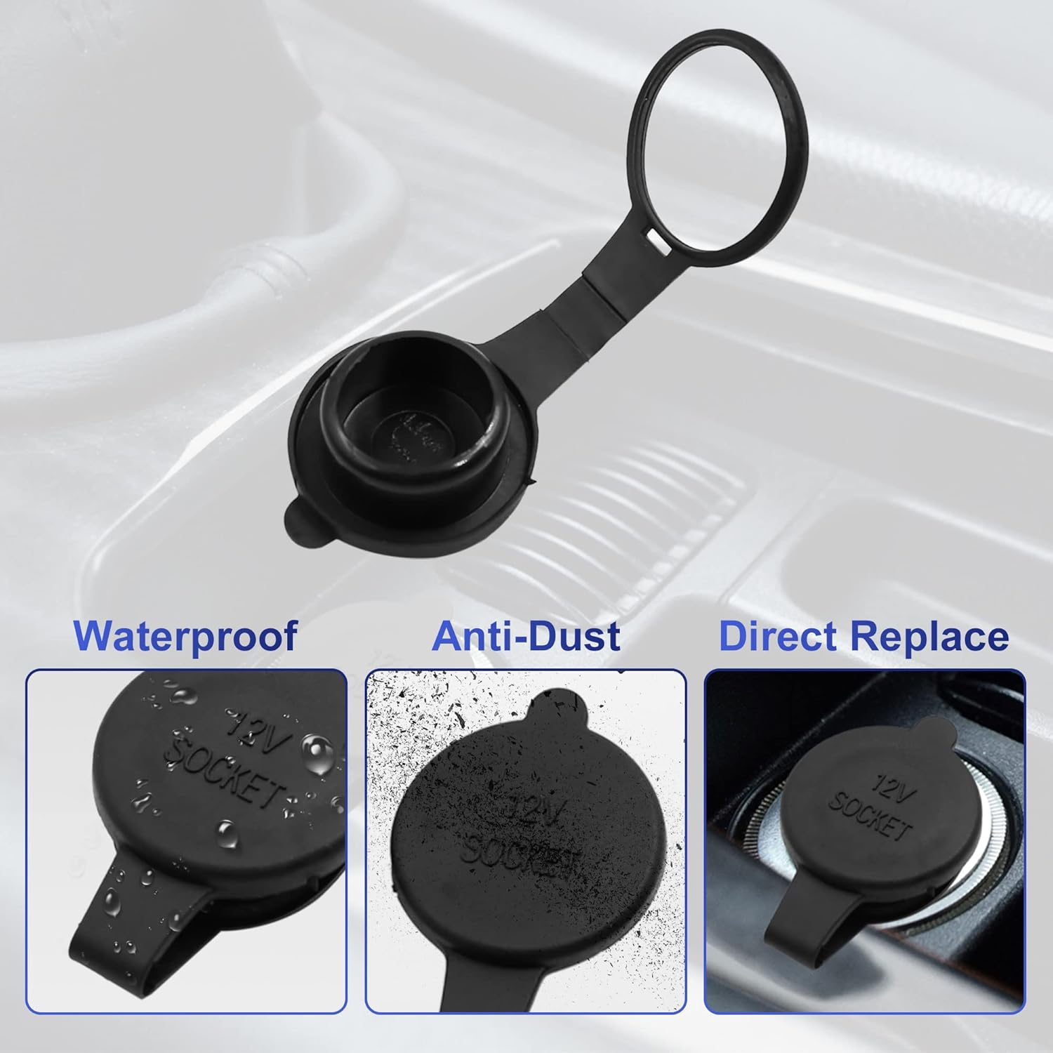 Uxcell 4Pcs Cigarette Lighter Cover 12V Universal Waterproof Car Motorcycle Cigarette Lighter Female Plug Cap for Automotive Power Port Outlet image number 5