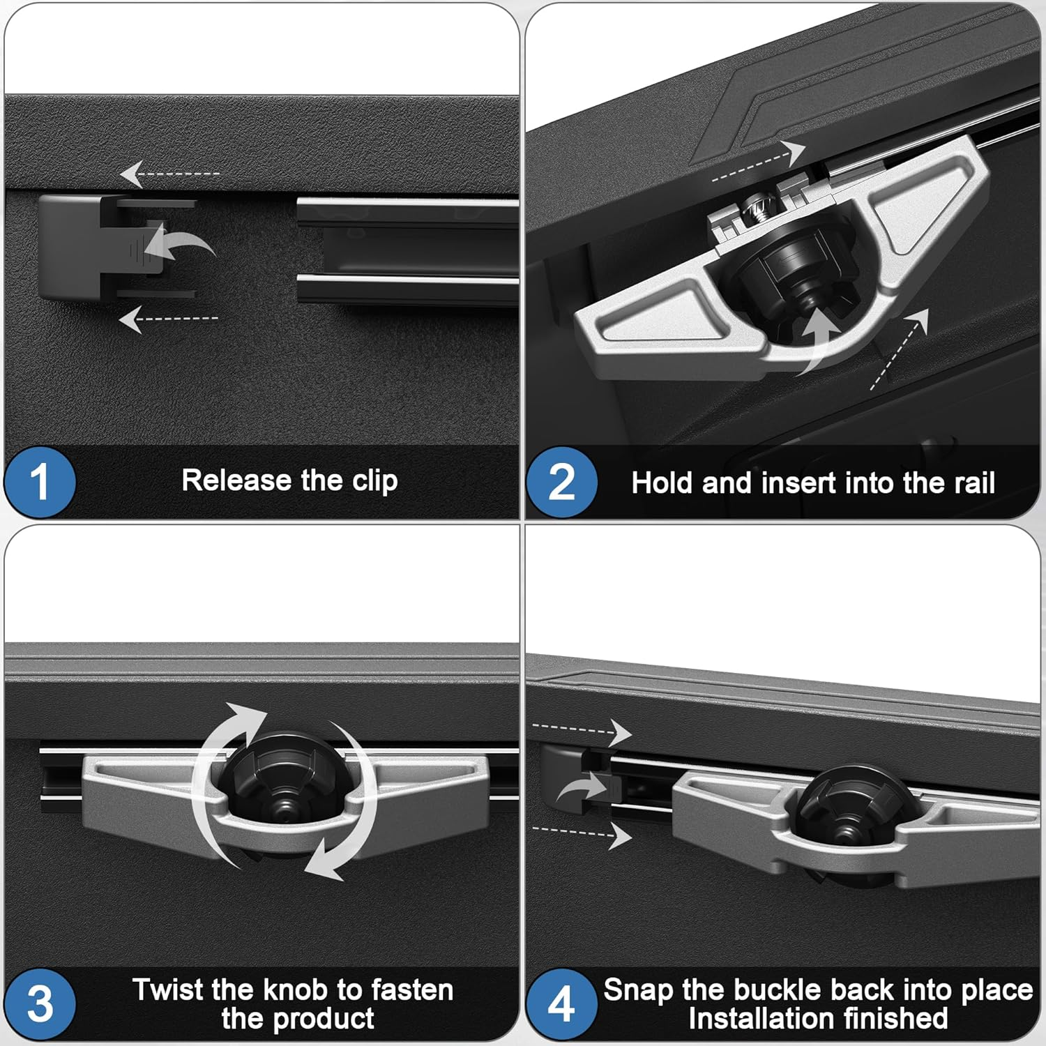 POFENZE Tie down Anchors Compatible with 2005-2024 Toyota Tacoma & Tundra (4Pcs) - Metal Bed Cleat Truck Bed Rail System Accessories, Cargo Tie-Down Striker(Part PT278-35160) image number 4