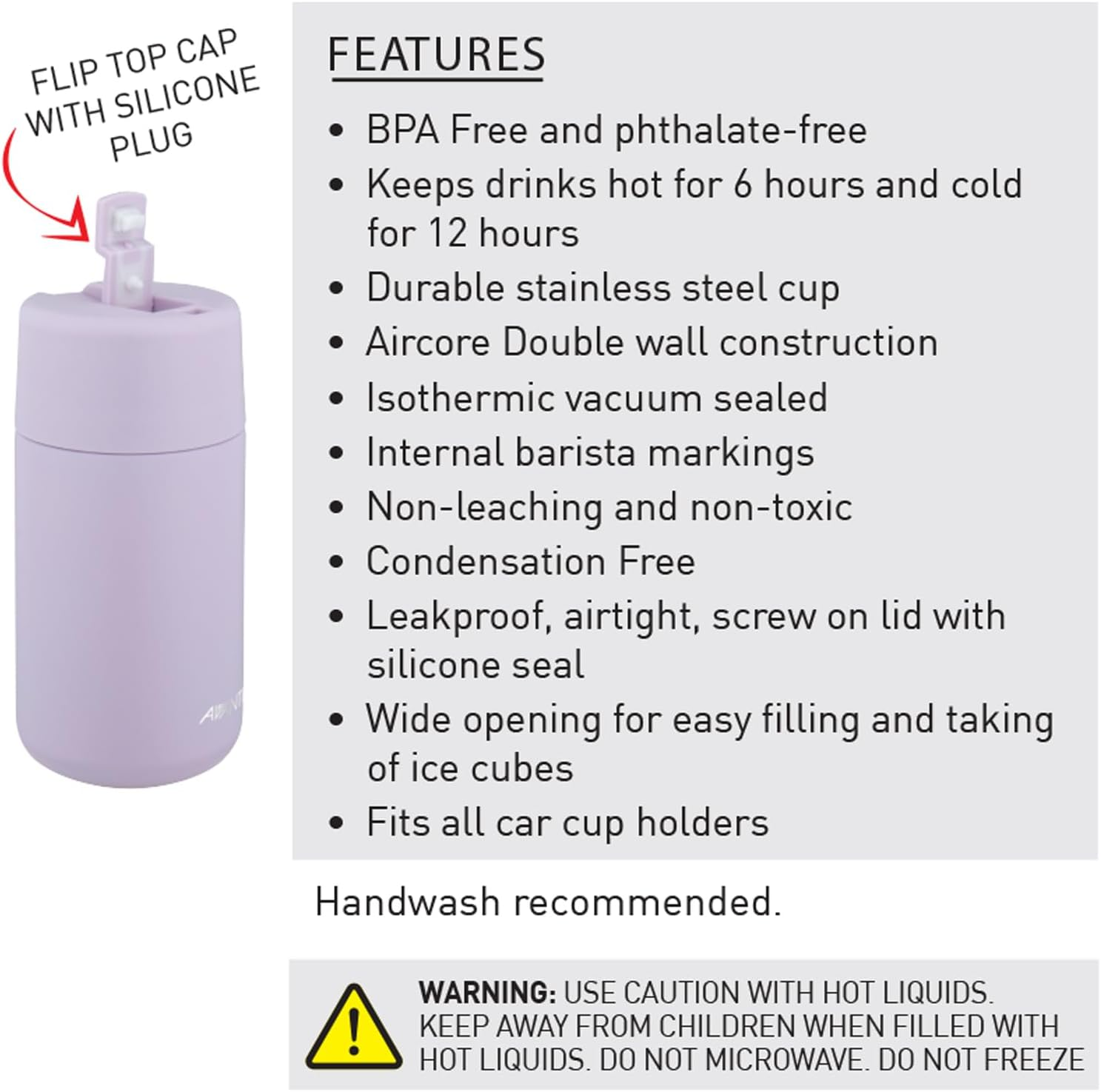 Avanti Brew Insulated Travel Cup, 400Ml, Lilac - Blush Pink image number 7
