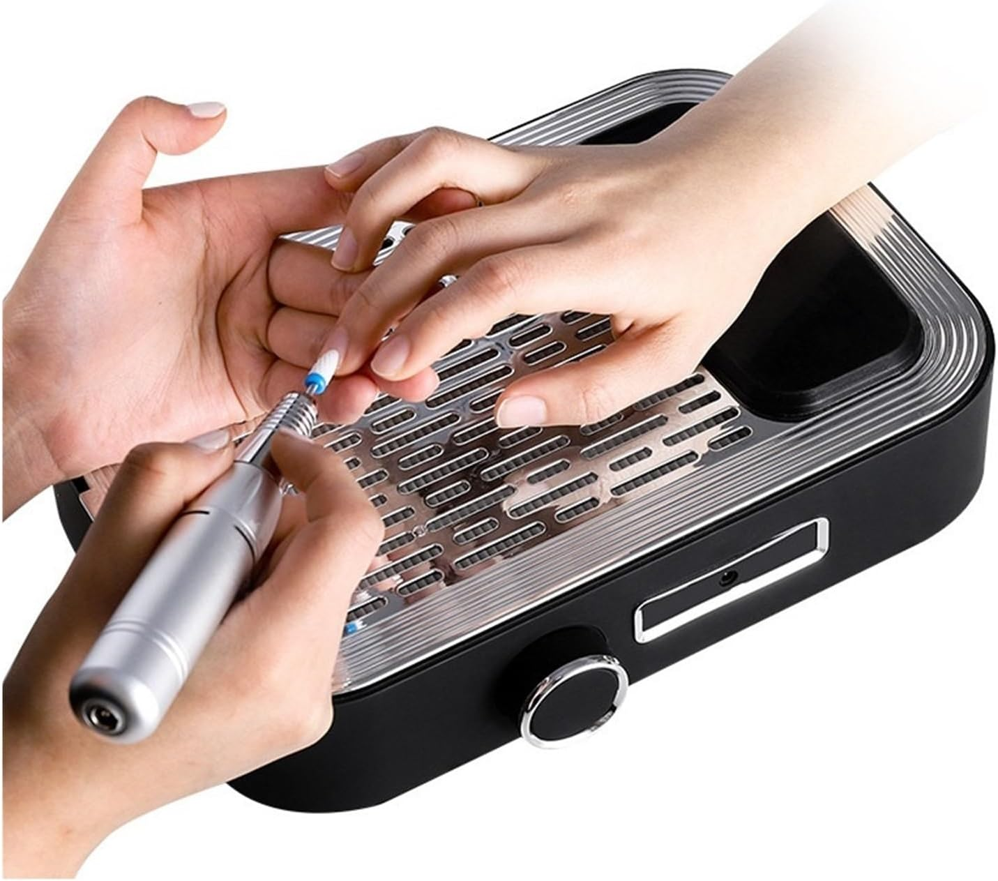 Nail Dust Collector, 150W High Power Charge Nail Vacuum Cleaner Charge Desktop Nail Vacuum Cleaner Manicure Dust Collector Exhaust Fan with Filters(Blue) - Black image number 6