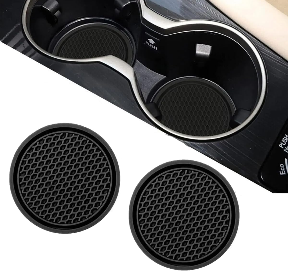 2PCS Car Cup Coaste, 2.75 Inch Non-Slip Cup Holders Embedded in Ornaments Coaster, Universal Vehicle Interior Accessories