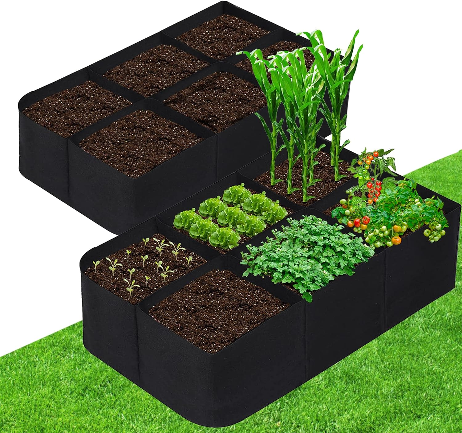 CJGQ Fabric Raised Garden Bed 6X3X1Ft Garden Grow Bed Bags for Growing Herbs, Flowers and Vegetables 128 Gallon