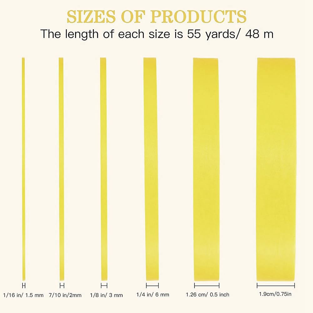 6 Rolls Fine Line Tape 1/16,7/10,1/8,1/4,1/2,3/4 Inch X 55Yard, Fineline Masking Tape, Painters Automotive Masking Tape image number 6