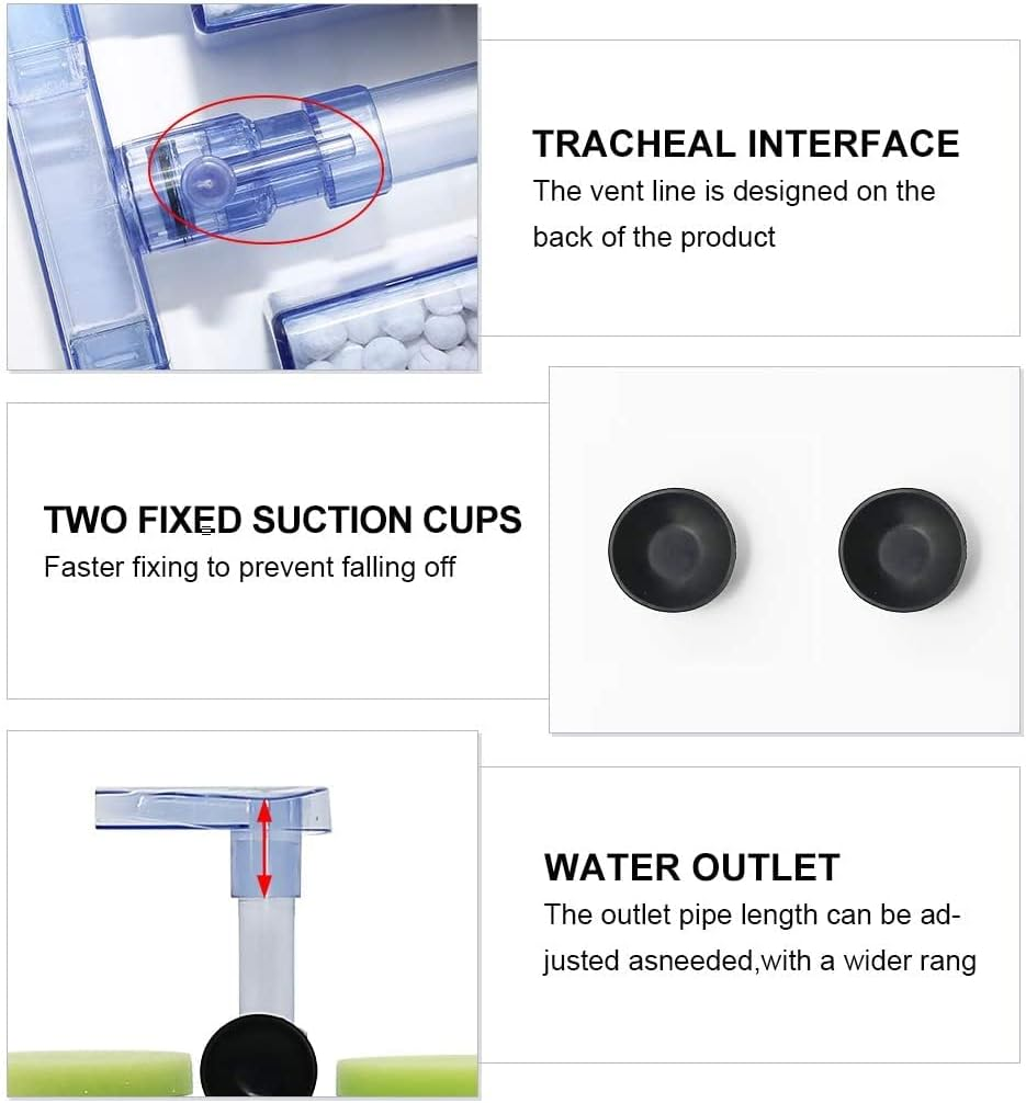 Boxtech Aquarium Biochemical Sponge Filter, Ultra Quite Aquarium Double Head Bio Sponge Fish Tank Foam Filter-Green image number 3