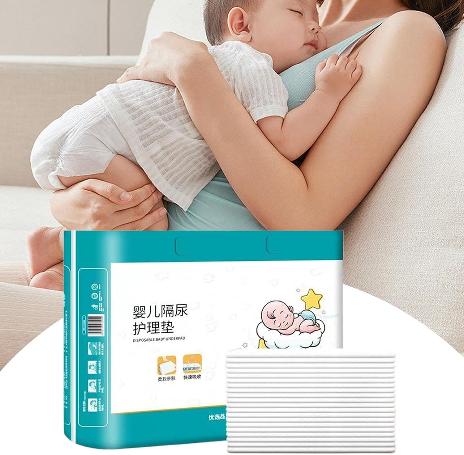 Baby Changing Mat, Waterproof Changing Mat, 40 X Baby Changing Mat - Reusable Pads with High Absorbency, Leak-Proof Mattress Topper Protection, Breathable image number 3