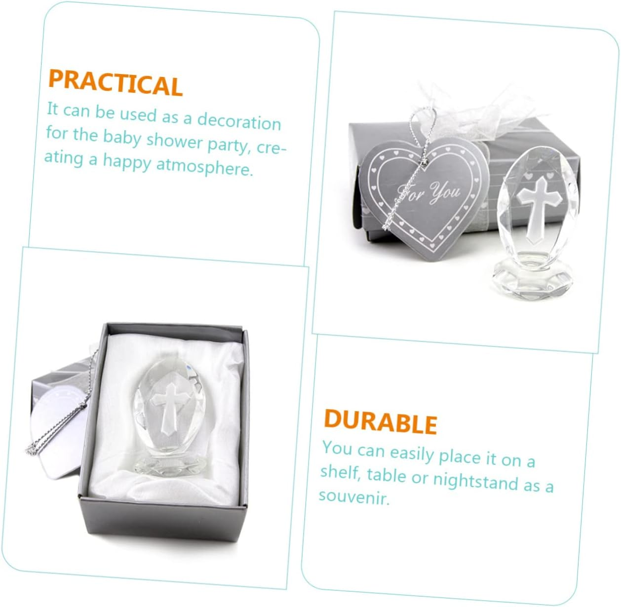 2 Sets Baptism Crystal Cross Ornaments for Shower Decoration Elegant Keepsake for Newborns Packaging image number 6