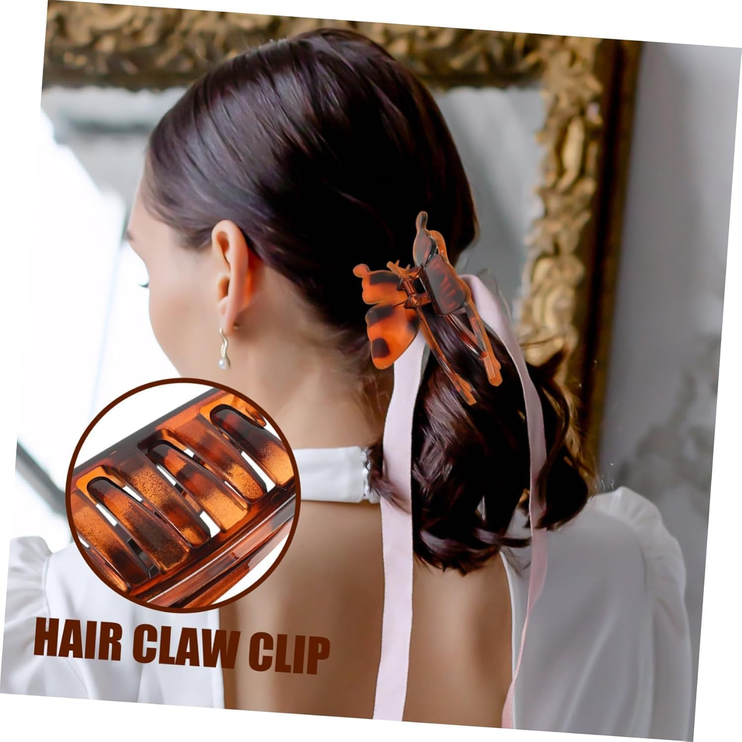 Fokmuaex Butterfly Hair Claw Clip for Women, 1PCS Tortoise Shell Hair Clips, Elegant Hair Accessories for Women, Daily Use & Special Occasions image number 2