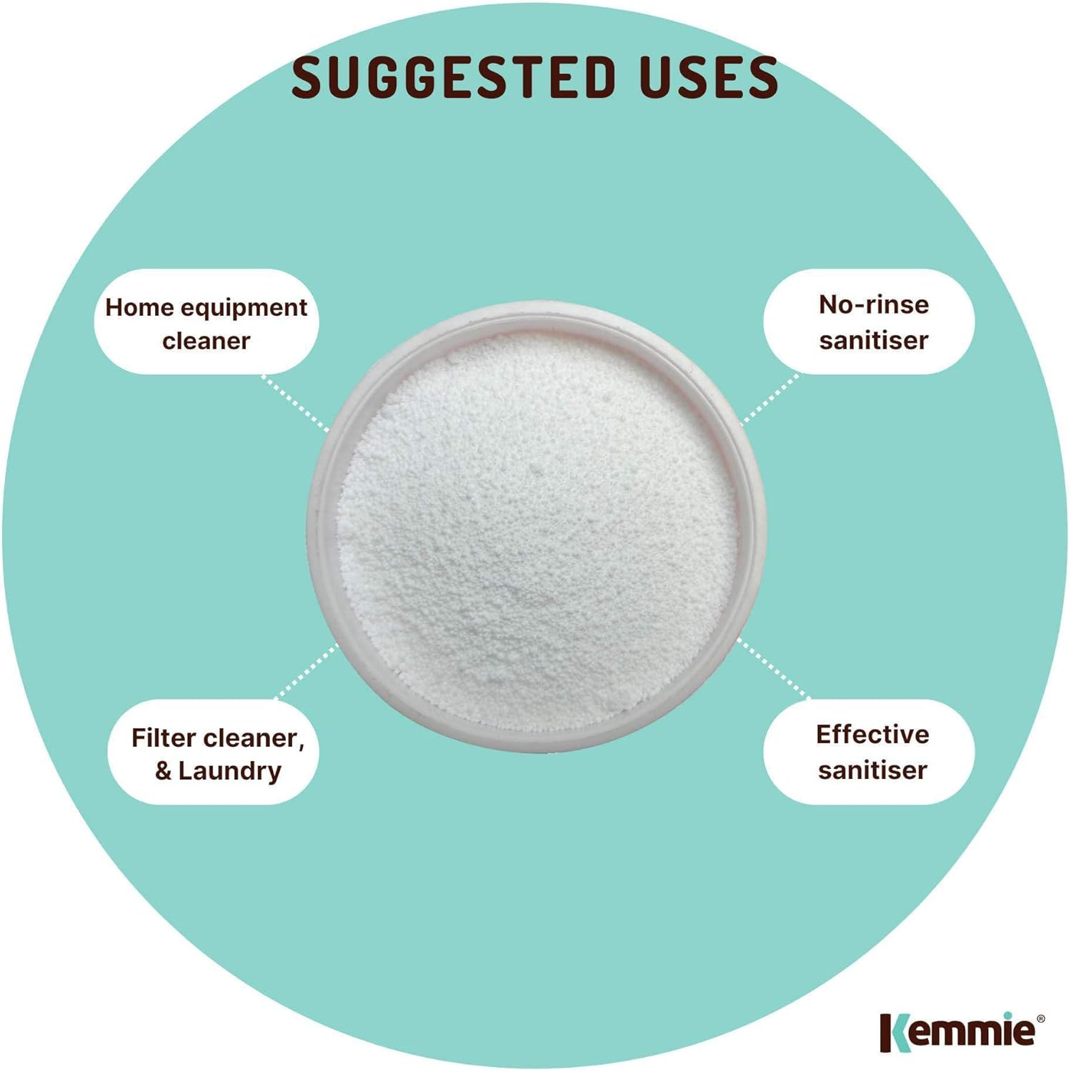 Kemmie Oxygen Bleach - 5Kg Sodium Percarbonate Tub - Eco Laundry Cleaner & Sanitiser image number 3