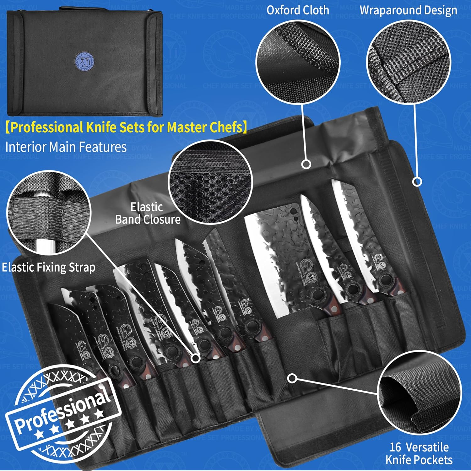 XYJ 10-Pcs Kitchen Knife Set,Forged Chef Knives,Vegetable Meat Cleaver,Carving,Nakiri,Full Tang,Cutlery Knife with Carry Bag,&Poultry Scissor (Coffee) image number 6