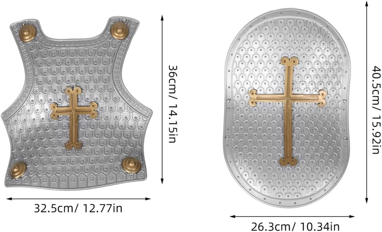 Retro Armor Set for Kids - Realistic Roman Knight Costume with Breastplate and Shield for Dress up Play - Interactive Fun for Boys and Girls