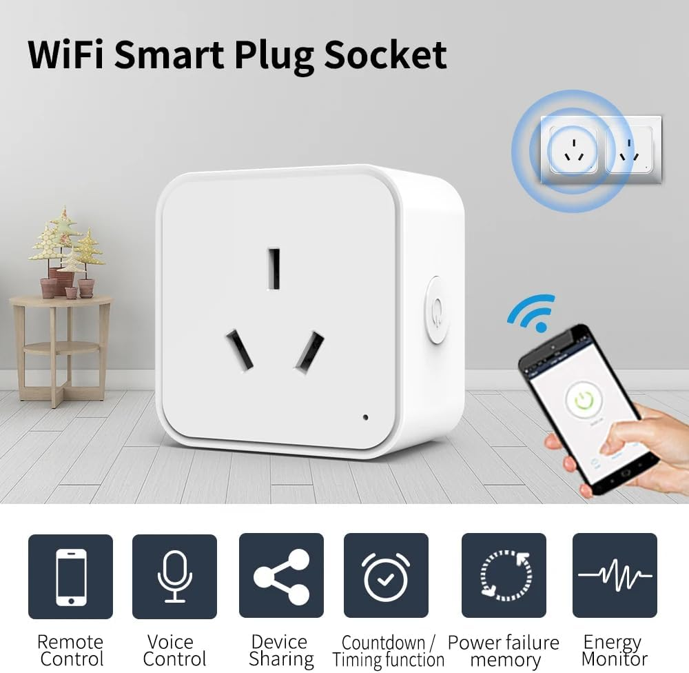 Uantii Tuya Smart Plug 16A Wifi Intelligent Socket Outlet AU Plug Wireless Remote Timing Support Alexa and Google Home (Single Plug) image number 6