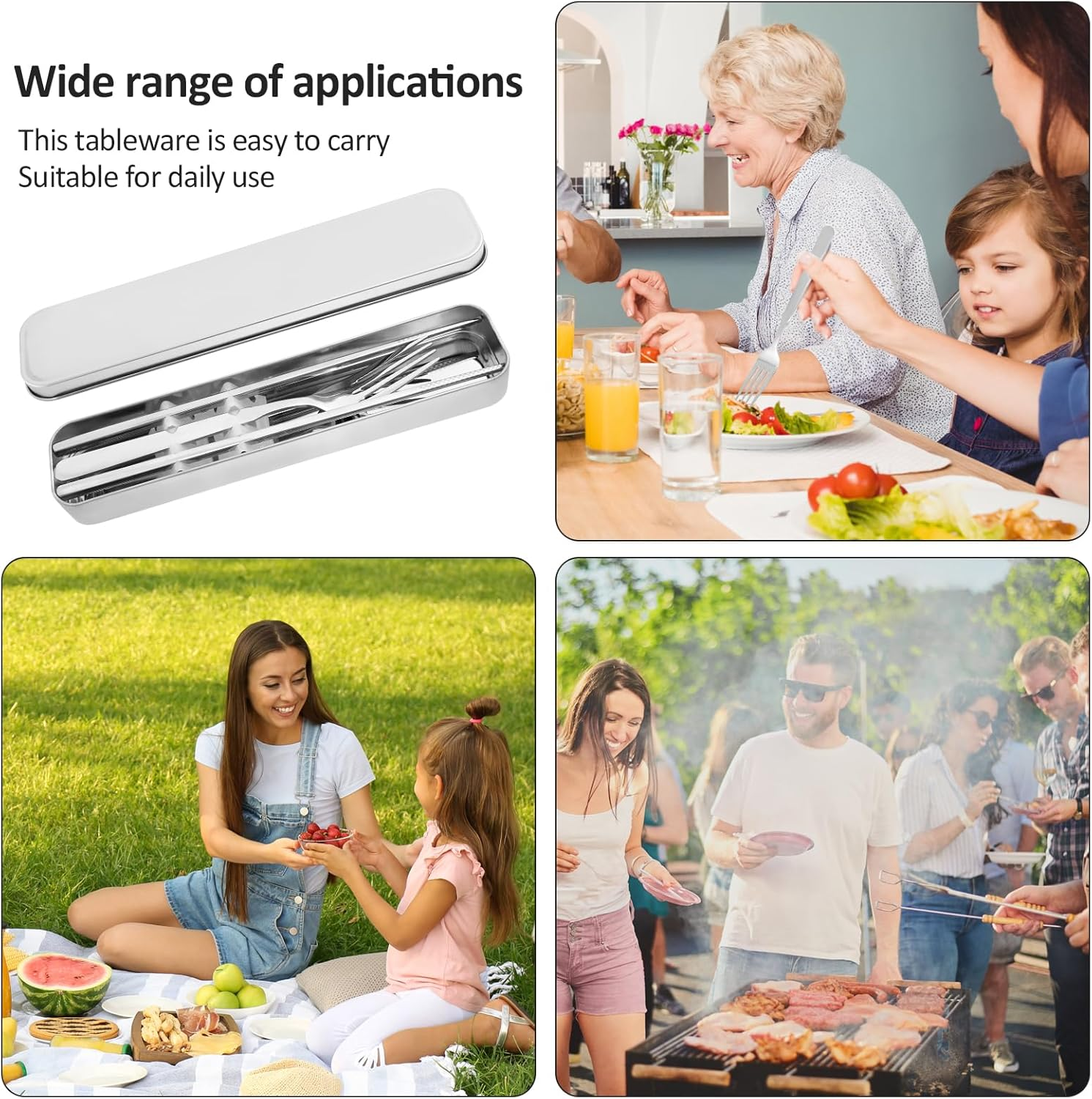 Stainless Steel Travel Cutlery Set with Case, Portable Stainless Steel Flatware Set for Camping Office Travel and Outdoor Dining Dishwasher Safe image number 1