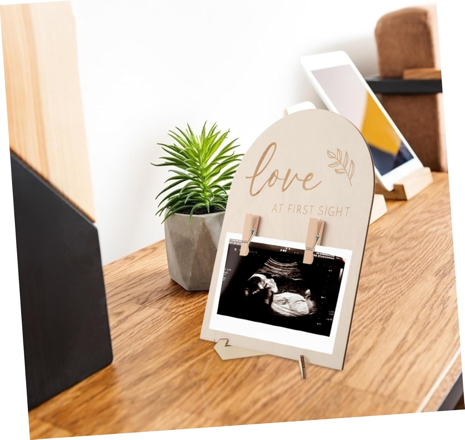 HAPINARY 1 Set Ultrasonic Photo Frame Tabletop Photo Frame Sonogram Picture Frame Ultrasounds Frame for Mom Expecting Parents Photo Frame Pregnancy Announcement Sign Wooden