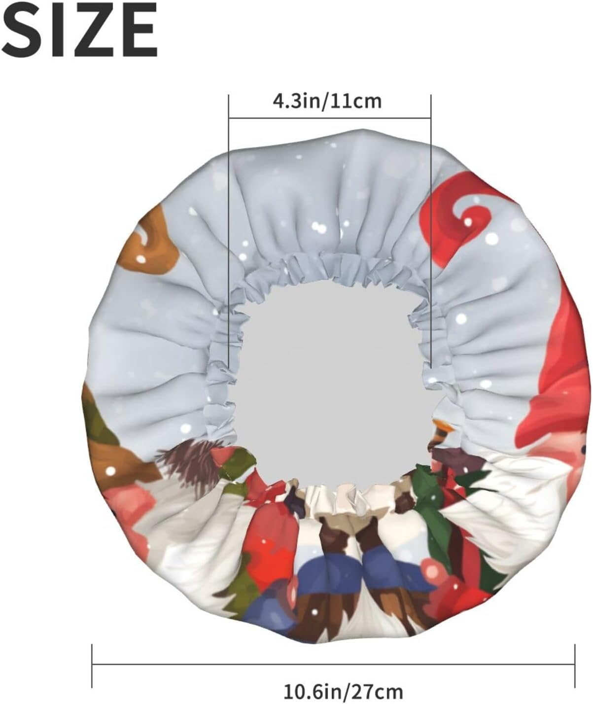 Christmas Winter Gnomes Shower Cap for Women Reusable Double Layers Bathing Bath Cap Hair Caps Waterproof Elastic Band Ladies Spa Salon Shower Hat Hair Caps image number 2
