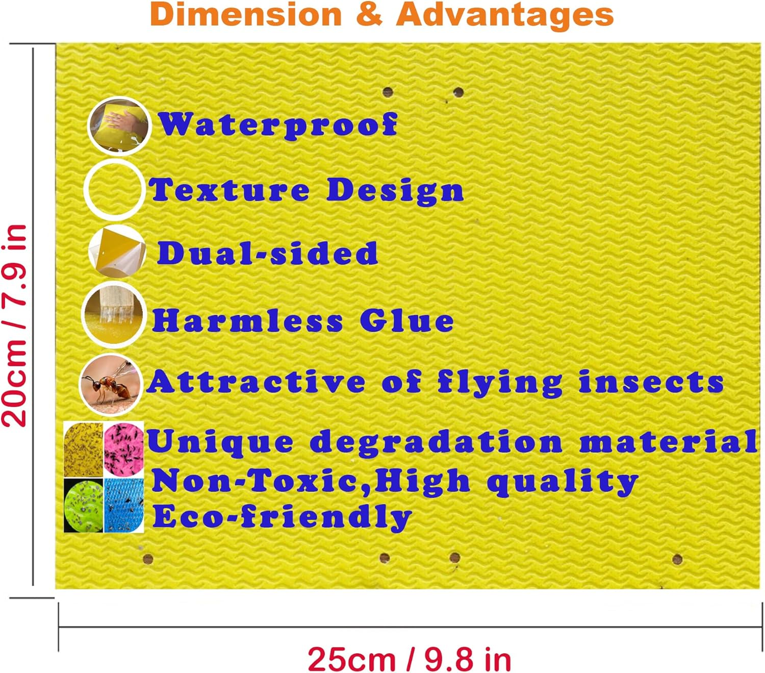 20-Pcs (25 * 20Cm) Fruit Insect Fly Traps, Increase Fertilizer, Insect Sticky Trap for In/Outdoor, Greenhouse Vegetables, Lawn, Garden, Farm, Home, Horticulture & Agriculture, Orchard Fields (Yellow) image number 5
