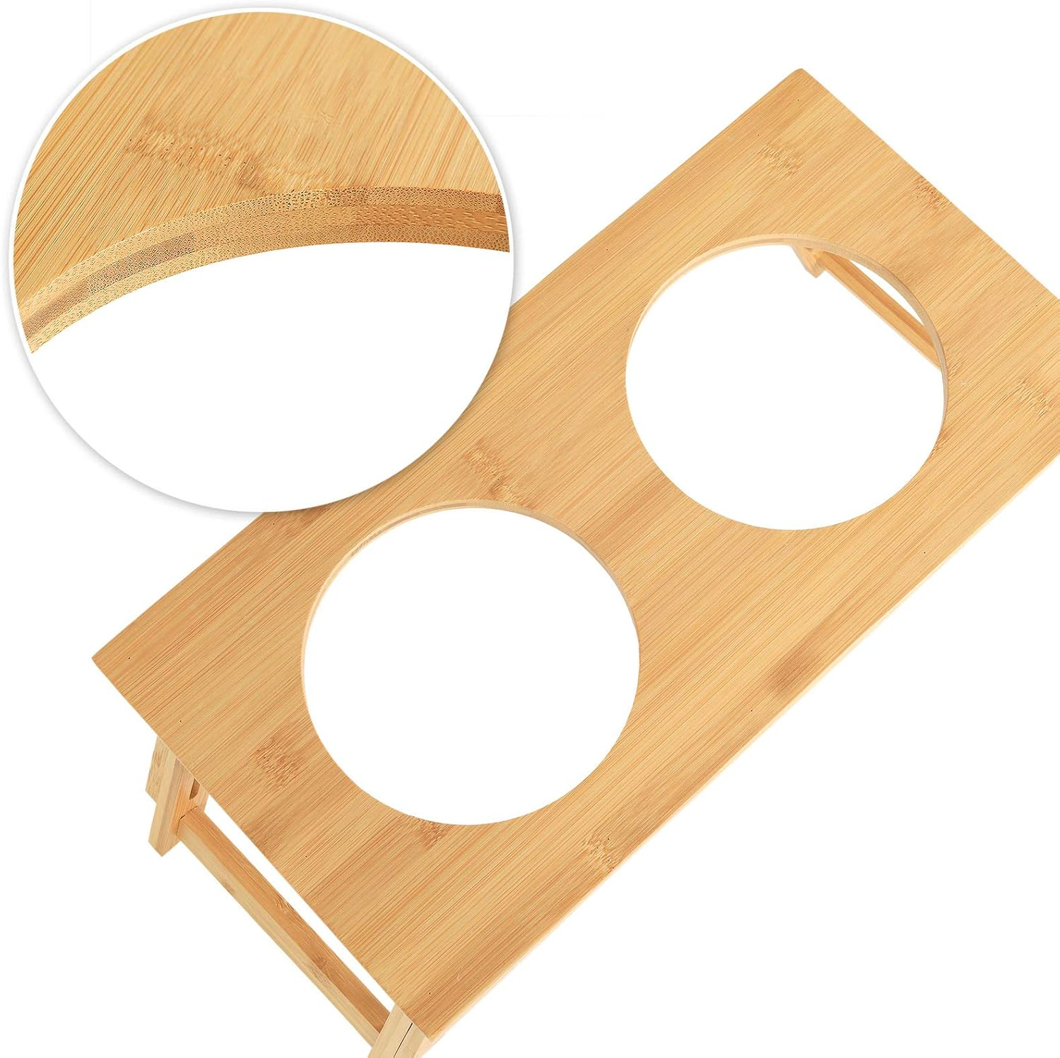 Lionto Dog Bowl Height Adjustable Feeding Station Feeding Bar Raised Bowl Rack for Pets Made of Bamboo image number 5